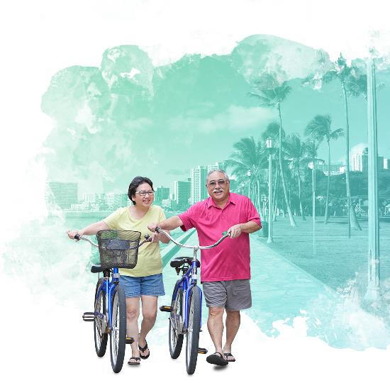 Retired couple with bikes