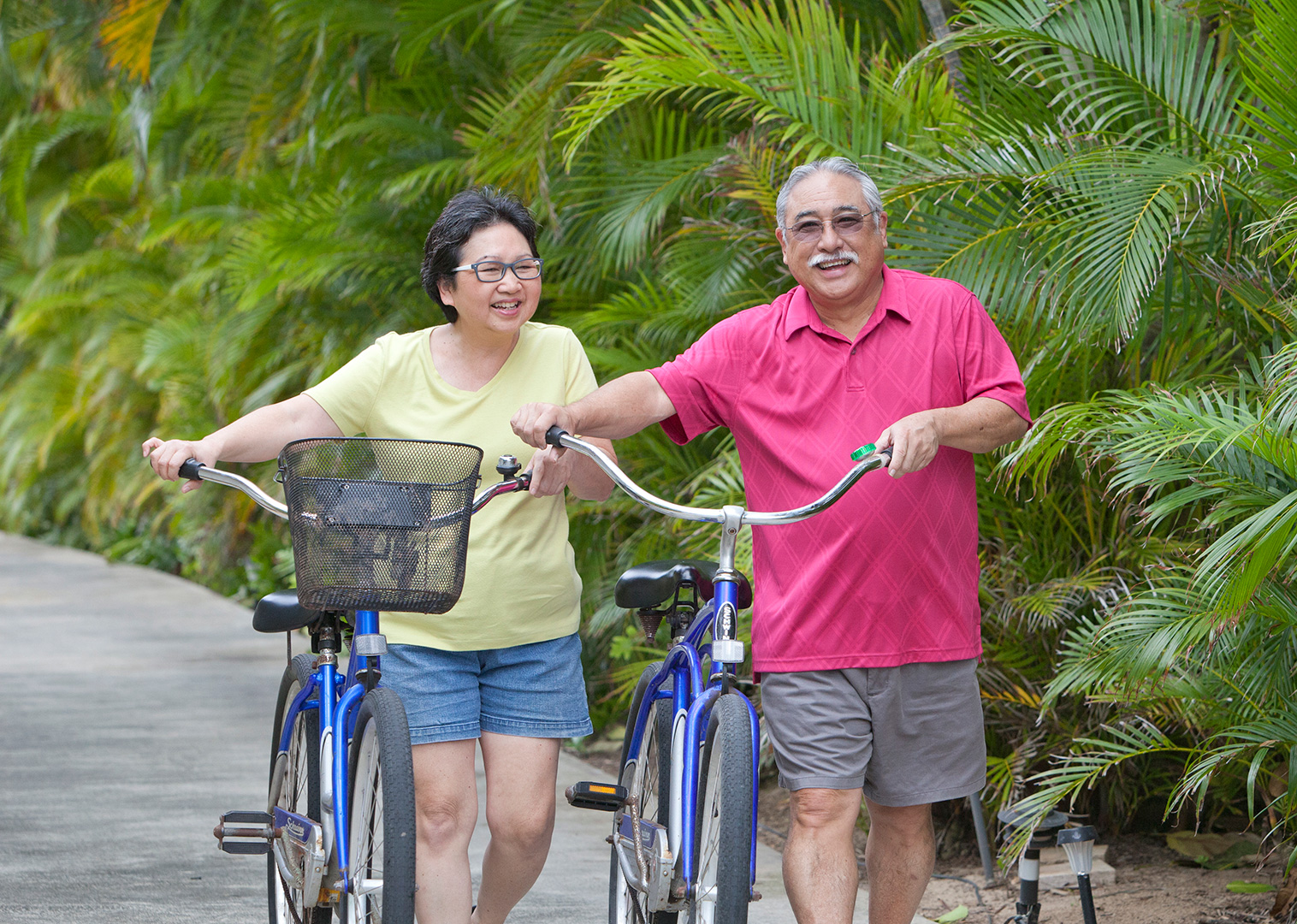 Retired couple with bikes
